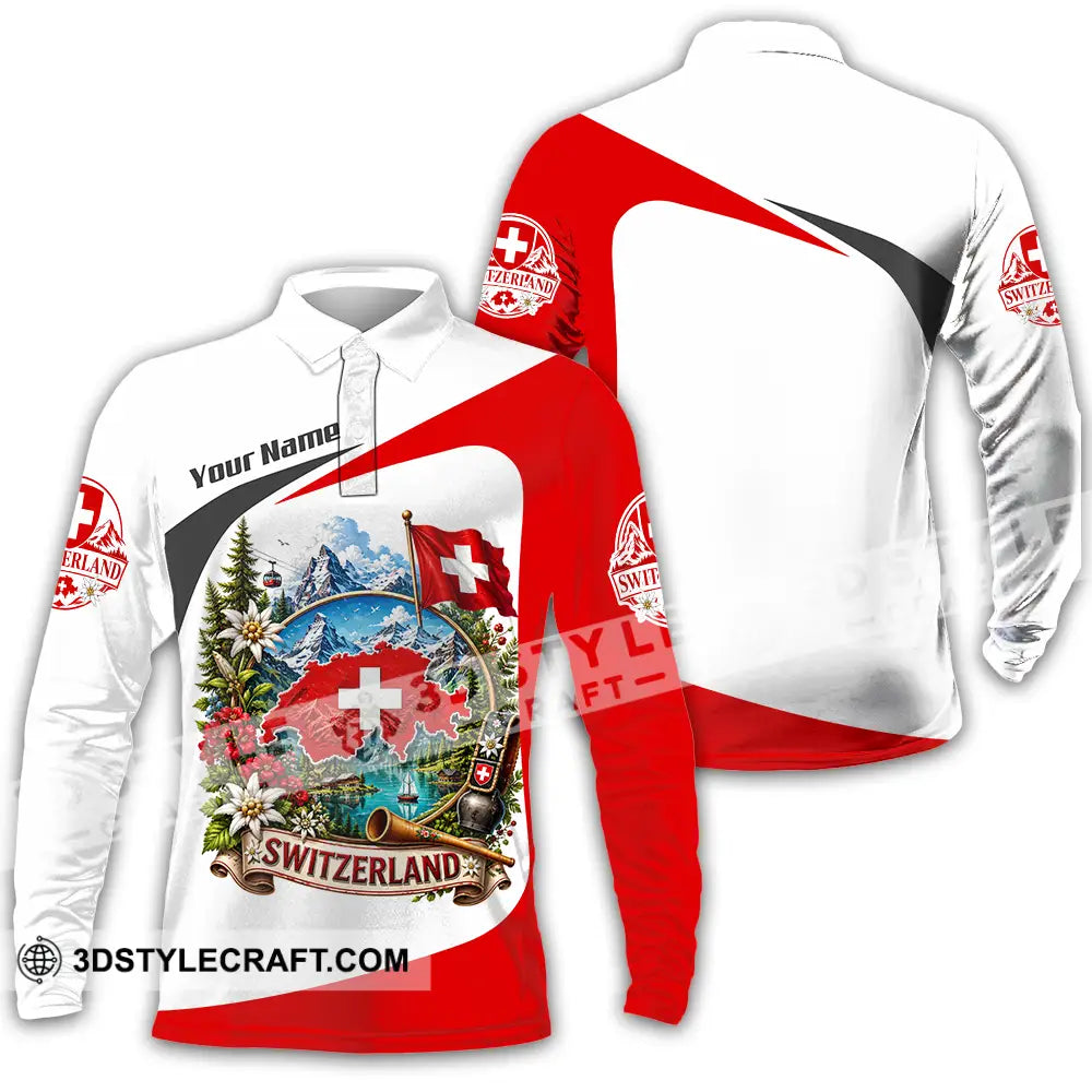 Unisex Shirt - Custom Switzerland Shirt - Long Sleeve Polo / S - T-shirt
