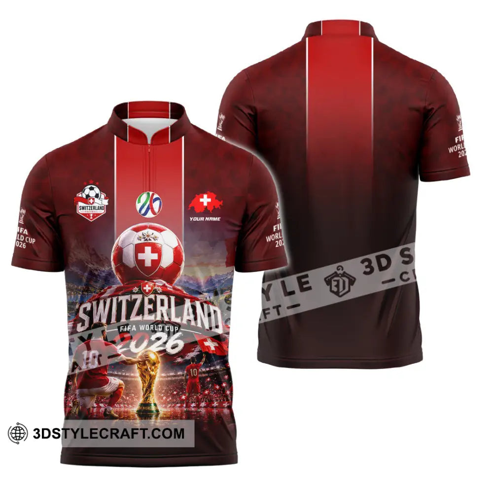 Unisex Shirt - Custom Switzerland World Cup 2026 Shirt - Zipper Polo Shirt / S - T-shirt
