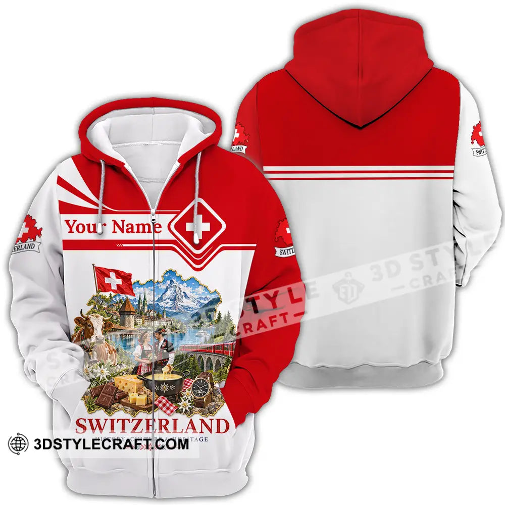 Unisex Shirt - Custom Switzerland Shirt - Zipper Hoodie / S - T-shirt