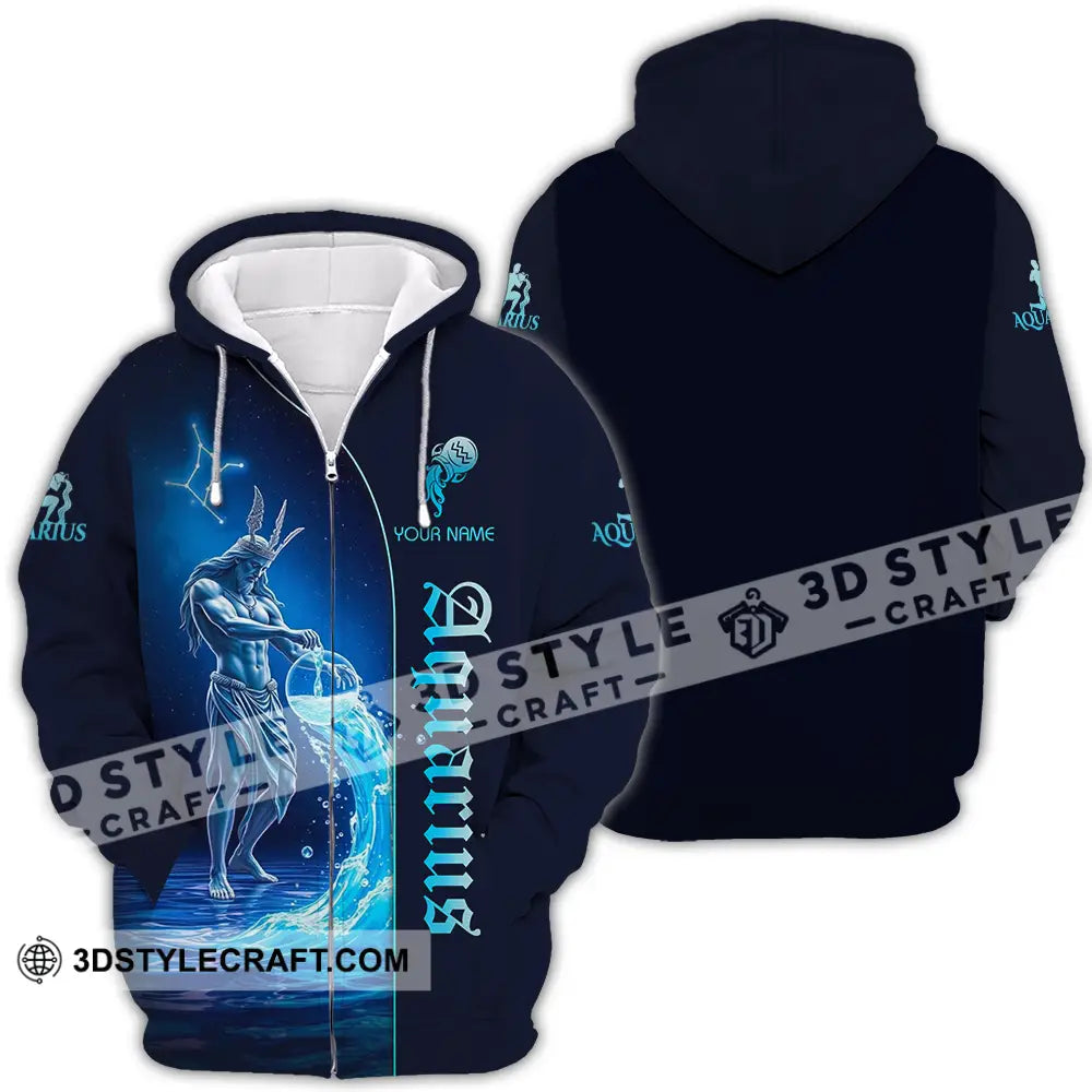 Unisex Shirt - Custom Text Aquarius Zipper Hoodie / S T-Shirt