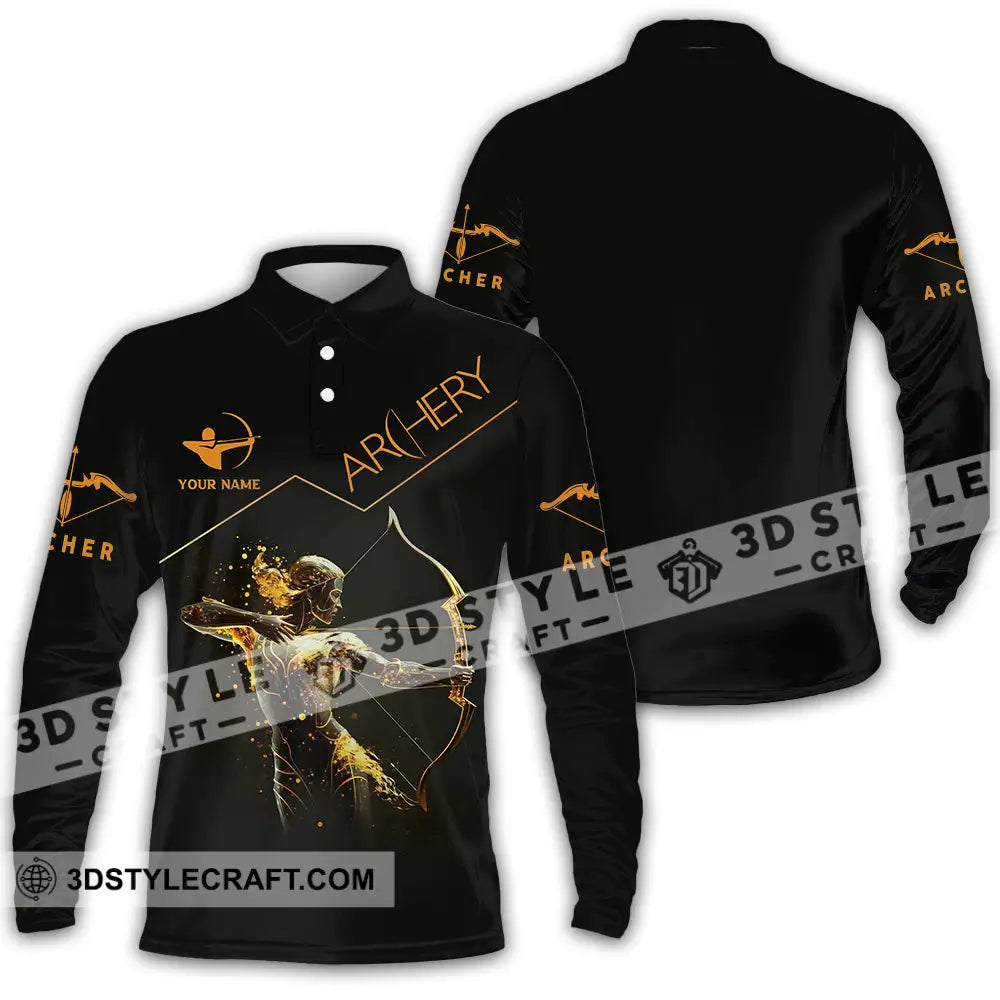 Unisex Shirt - Custom Text Archery Queen Sport For Player Long Sleeve Polo / S T-Shirt