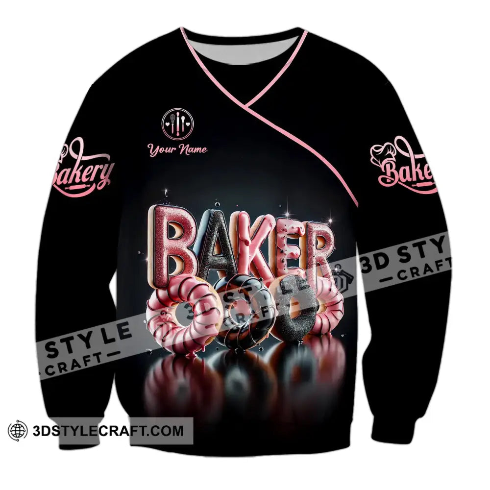 Unisex Shirt - Custom Text Baker Donuts Long Sleeve / S T-Shirt