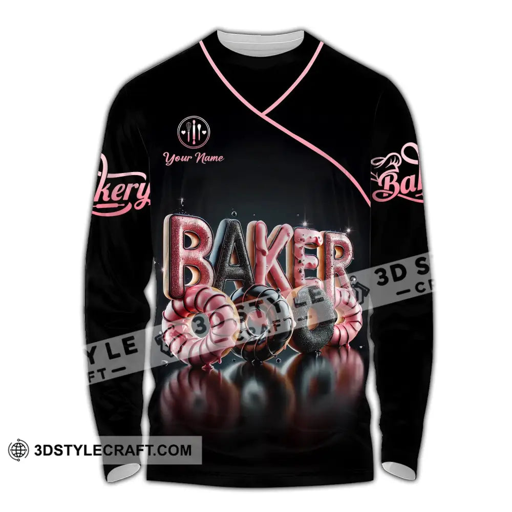 Unisex Shirt - Custom Text Baker Donuts Long Sleeve / S T-Shirt