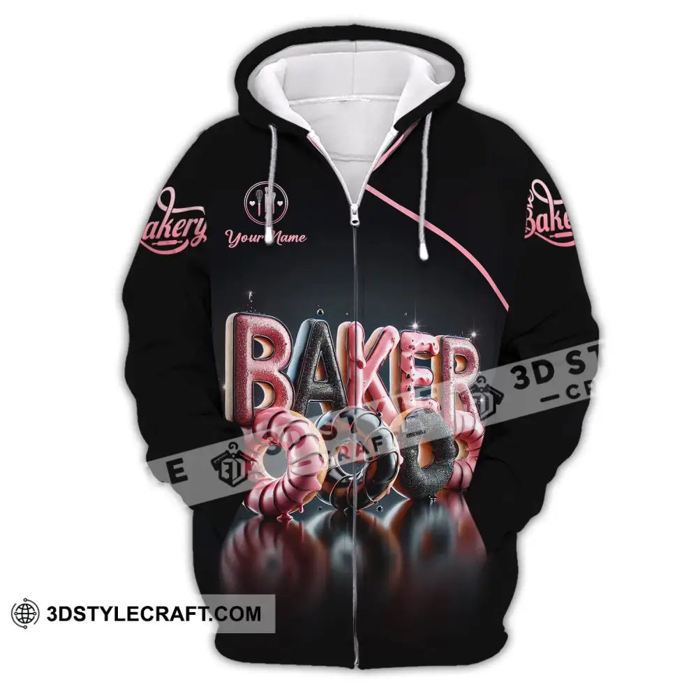 Unisex Shirt - Custom Text Baker Donuts Zipper Hoodie / S T-Shirt