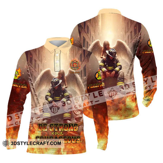 Unisex Shirt - Custom Text Shirt, Be Strong And Courageous Fire Fighter Shirt style option 3