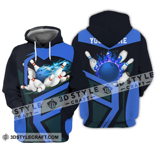 Unisex Shirt - Custom Text Blue Bowling Player Sport Shirt style option 3