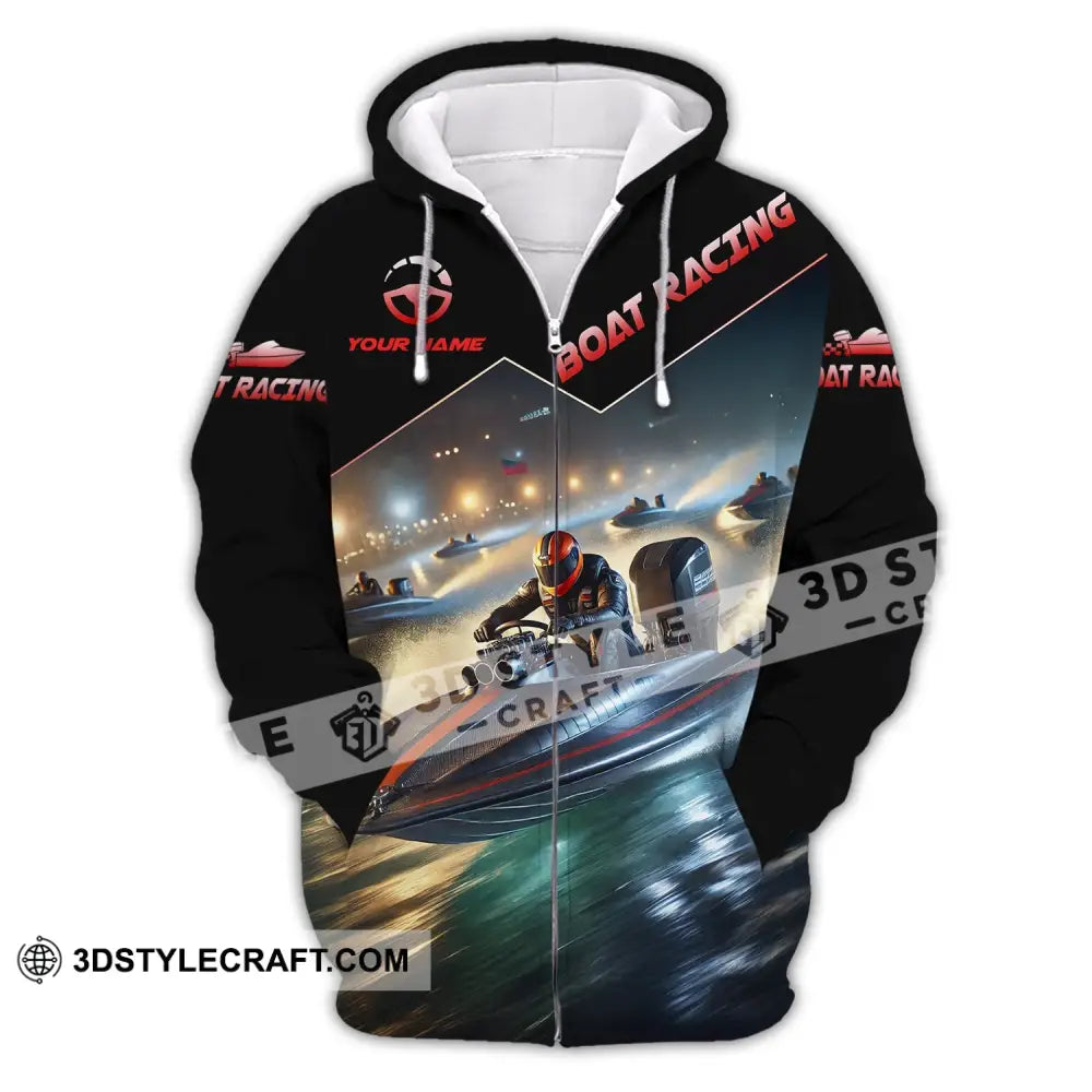 Unisex Shirt - Custom Text Boat Racing Zipper Hoodie / S T-Shirt