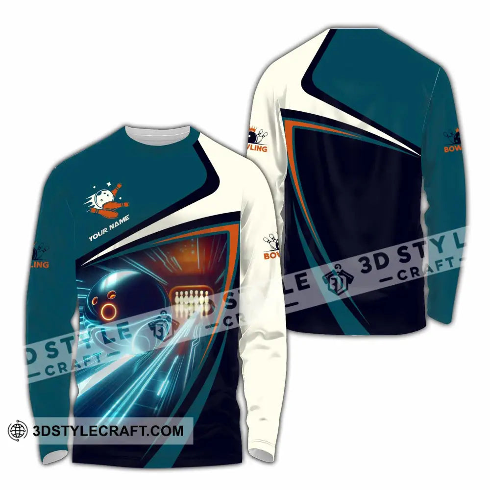 Unisex Shirt - Custom Text Bowling Player Long Sleeve / S T-Shirt