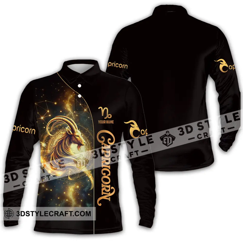 Unisex Shirt - Custom Text Capricorn Long Sleeve Polo / S T-Shirt