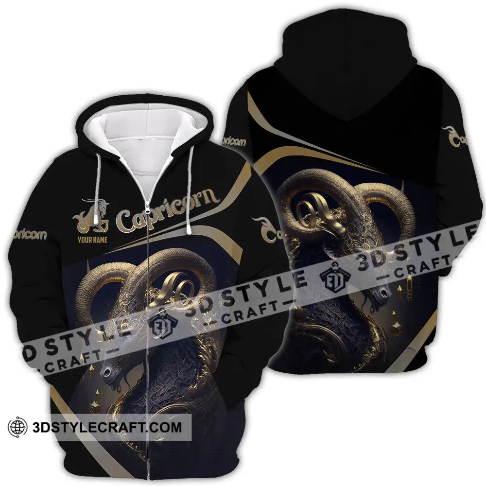 Unisex Shirt - Custom Text Capricorn Zipper Hoodie / S T-Shirt