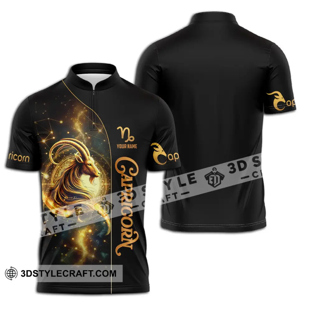Unisex Shirt - Custom Text Capricorn Zipper Polo / S T-Shirt