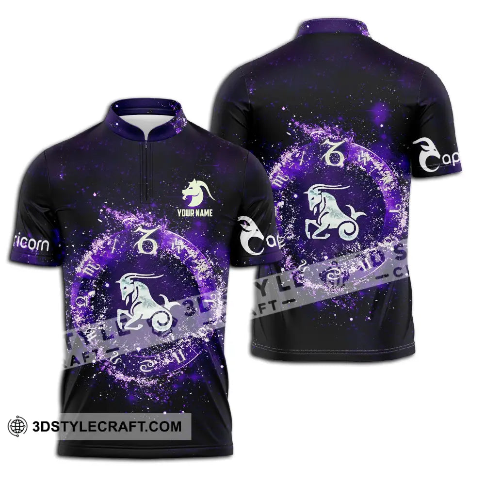 Unisex Shirt - Custom Text Capricorn Zipper Polo / S T-Shirt