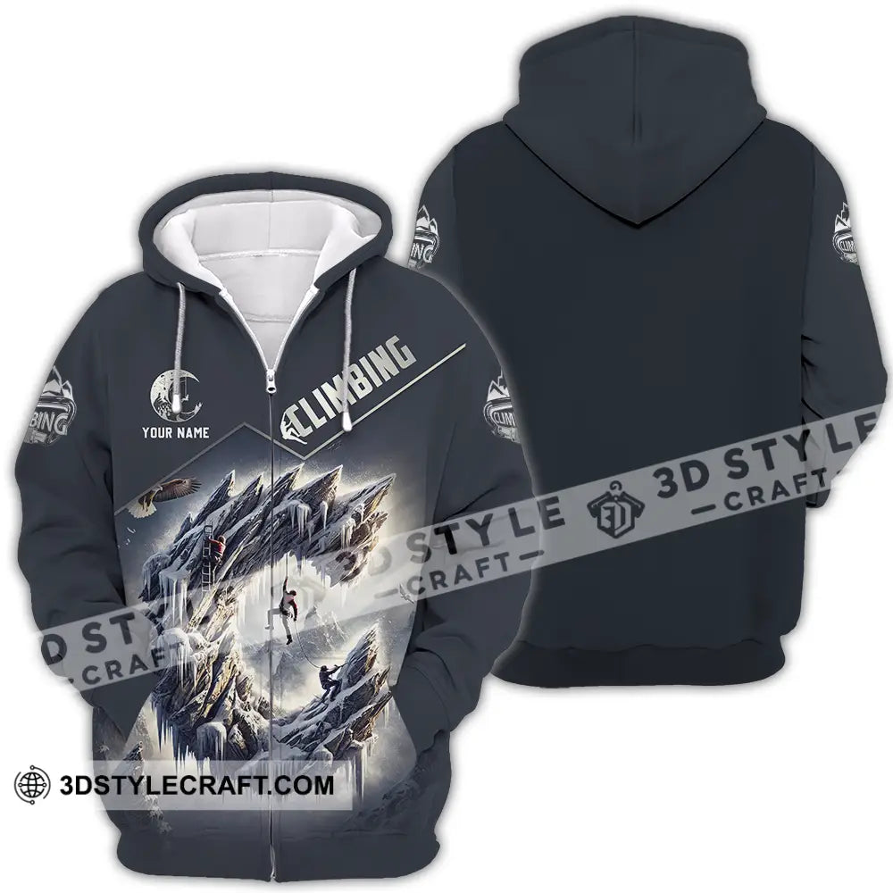 Unisex Shirt - Custom Text Climbing Zipper Hoodie / S T-Shirt