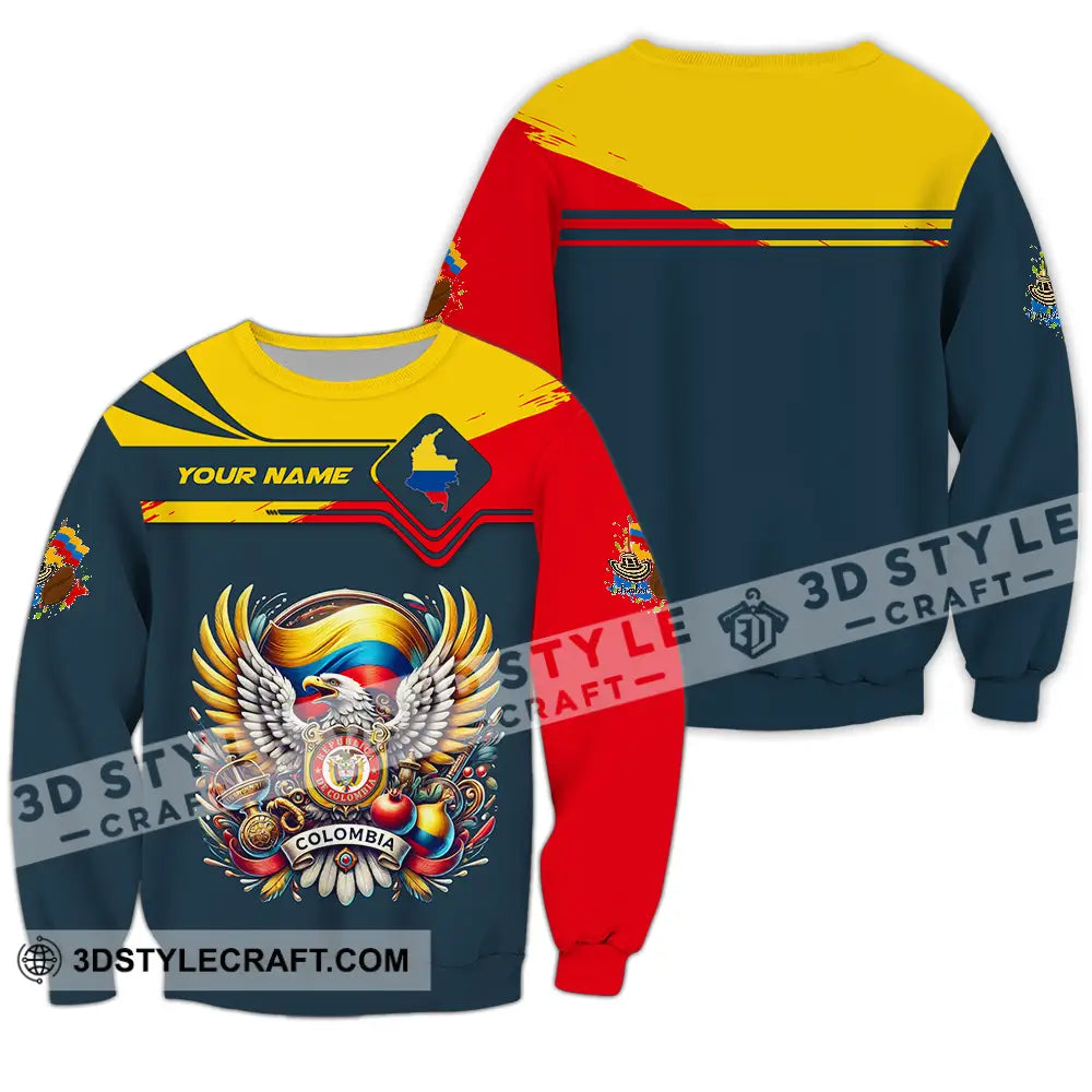 Unisex Shirt - Custom Text Colombia Long Sleeve / S T-Shirt