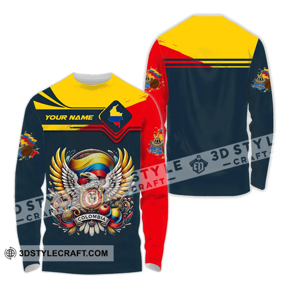 Unisex Shirt - Custom Text Colombia Long Sleeve / S T-Shirt
