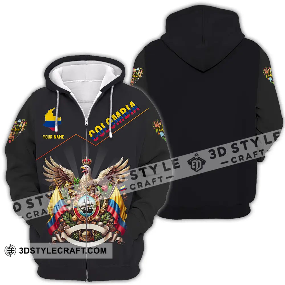 Unisex Shirt - Custom Text Colombia Zipper Hoodie / S T-Shirt