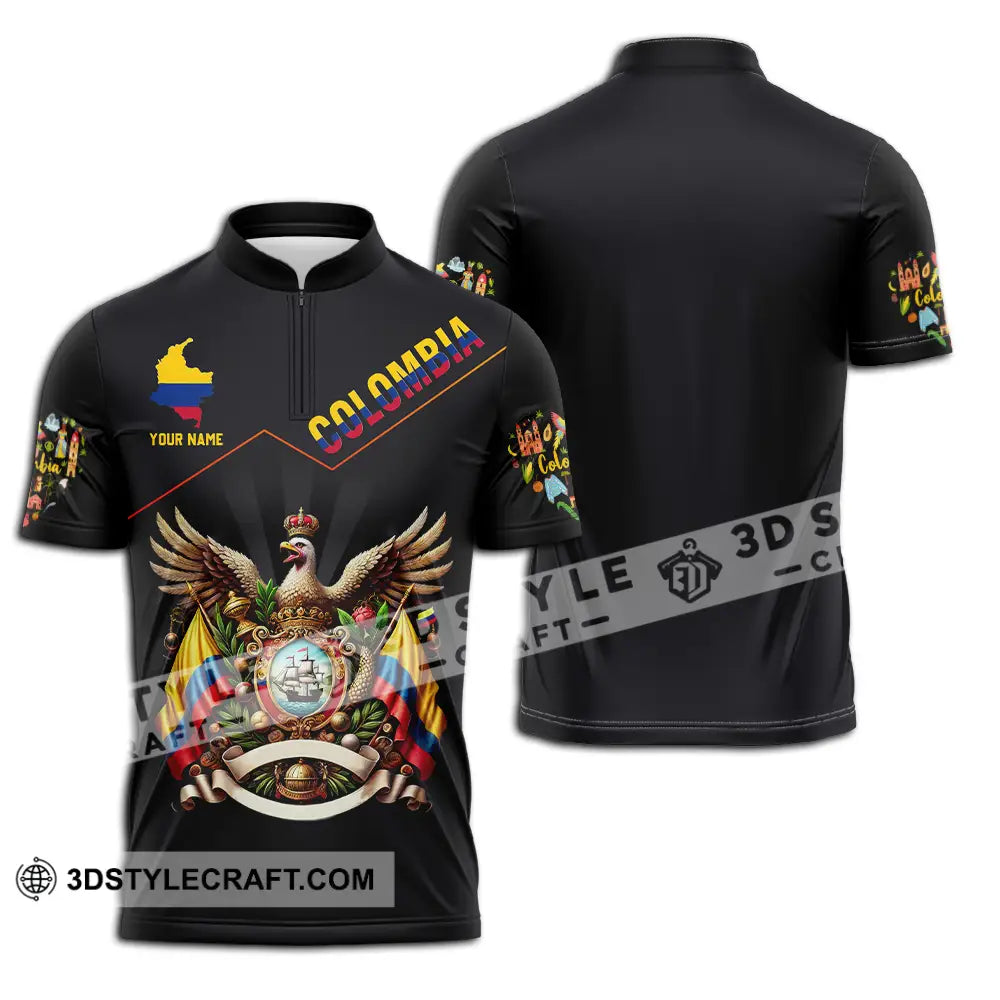 Unisex Shirt - Custom Text Colombia Zipper Polo / S T-Shirt