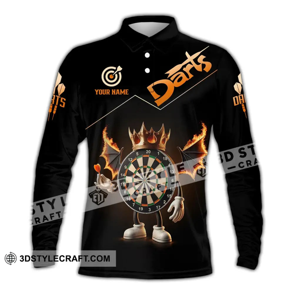 Unisex Shirt - Custom Text Darts Long Sleeve Polo / S T-Shirt