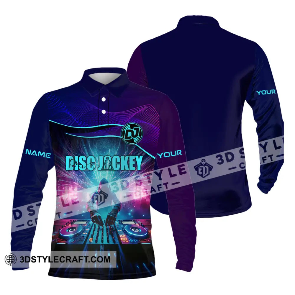 Unisex Shirt - Custom Text Dis Jockey Shirt Long Sleeve Polo / S T-shirt