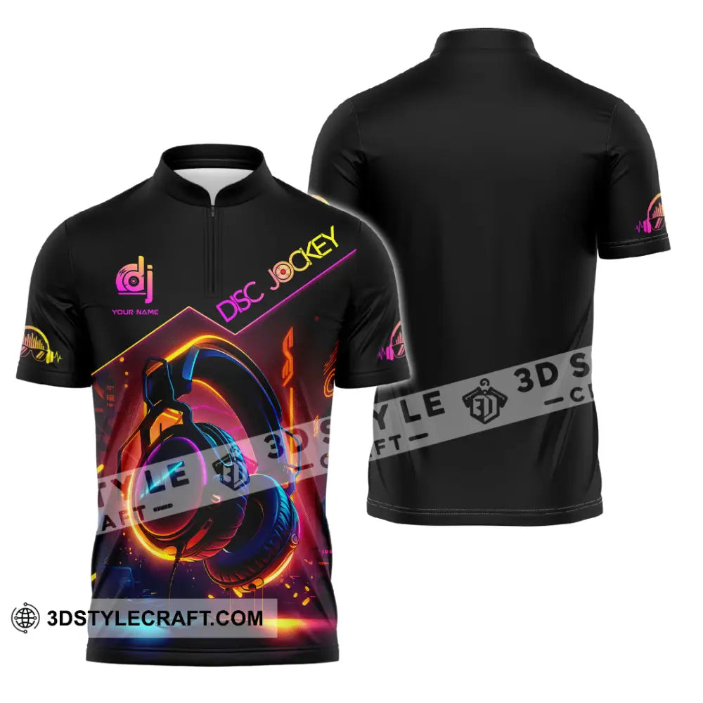 Unisex Shirt - Custom Text Shirt Disc Jockey Shirt Zipper Polo Shirt / S T-shirt
