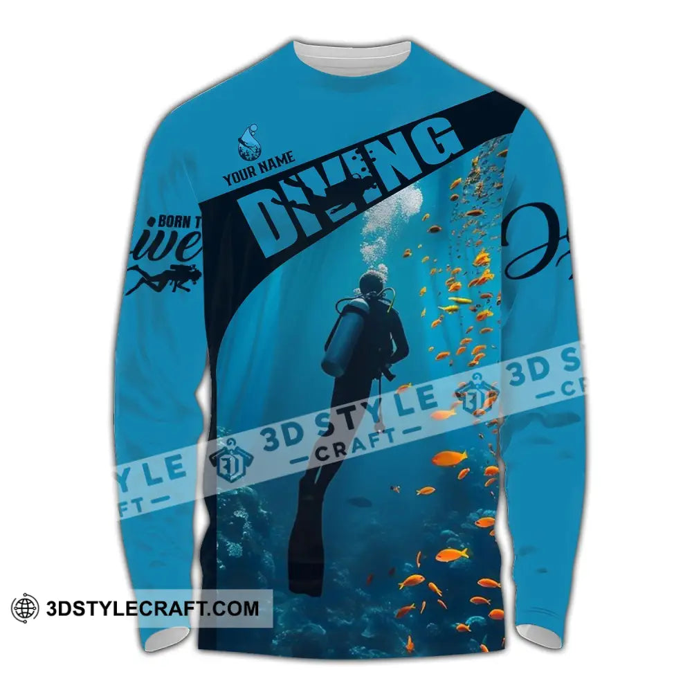 Unisex Shirt - Custom Text Diving Long Sleeve / S T-Shirt