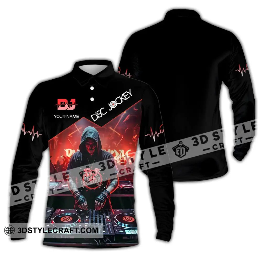 Unisex Shirt - Custom Text Dj Long Sleeve Polo / S T-Shirt