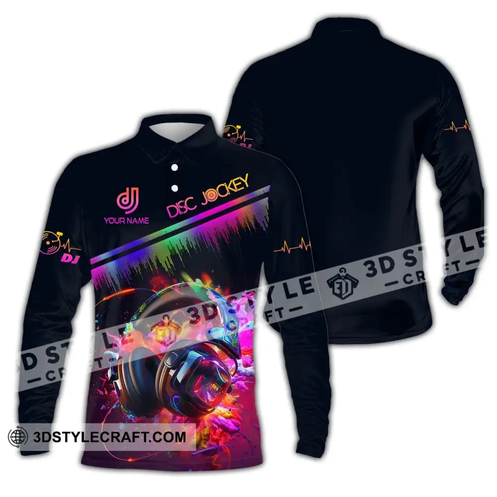 Unisex Shirt - Custom Text DJ Shirt Long Sleeve Polo / S T-shirt