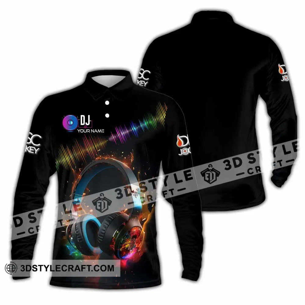 Unisex Shirt - Custom Text Dj Long Sleeve Polo / S T-Shirt