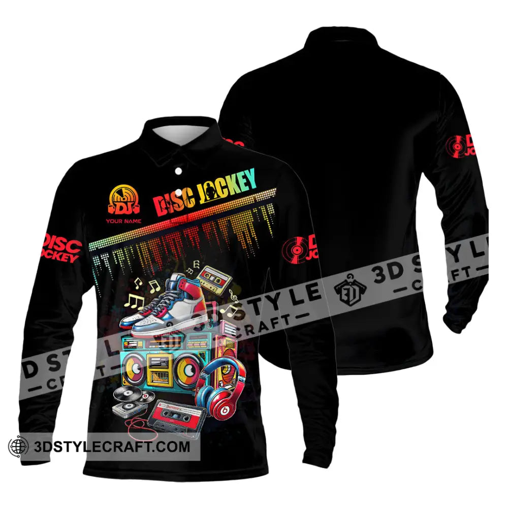 Unisex Shirt - Custom Text Shirt DJ Shirt Long Sleeve Polo / S T-shirt