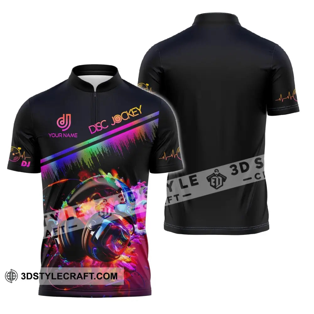 Unisex Shirt - Custom Text DJ Shirt Zipper Polo Shirt / S T-shirt