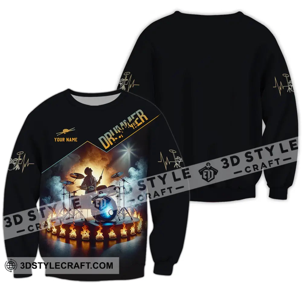 Unisex Shirt - Custom Text Drummer Long Sleeve / S T-Shirt