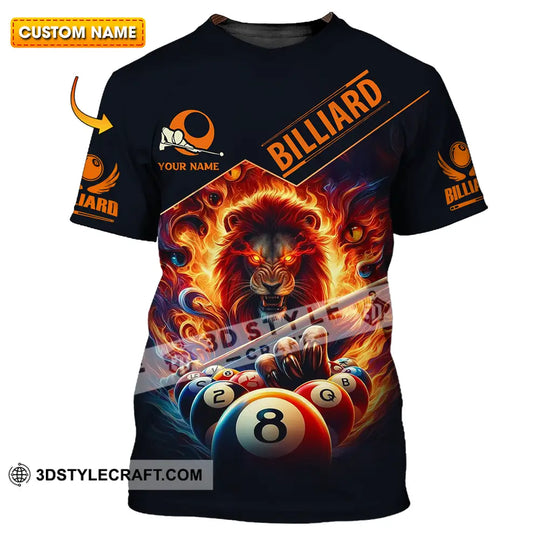 Unisex Shirt - Custom Text Fire Lion Billiards Ball Player Sport Shirt style option 1
