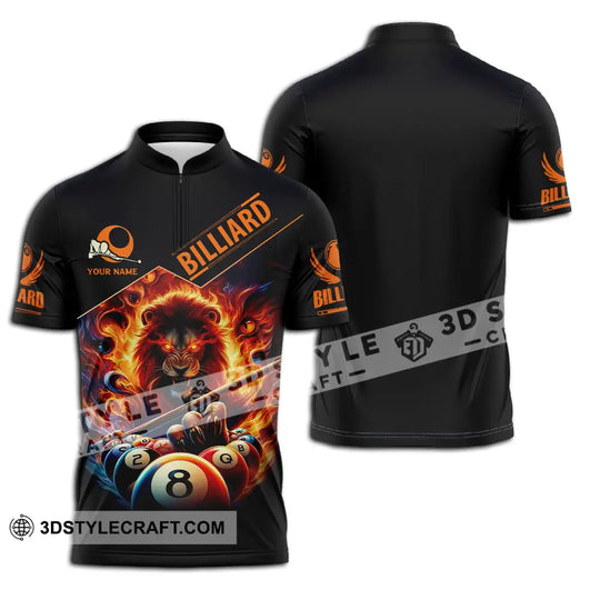Unisex Shirt - Custom Text Fire Lion Billiards Ball Player Sport Shirt style option 2