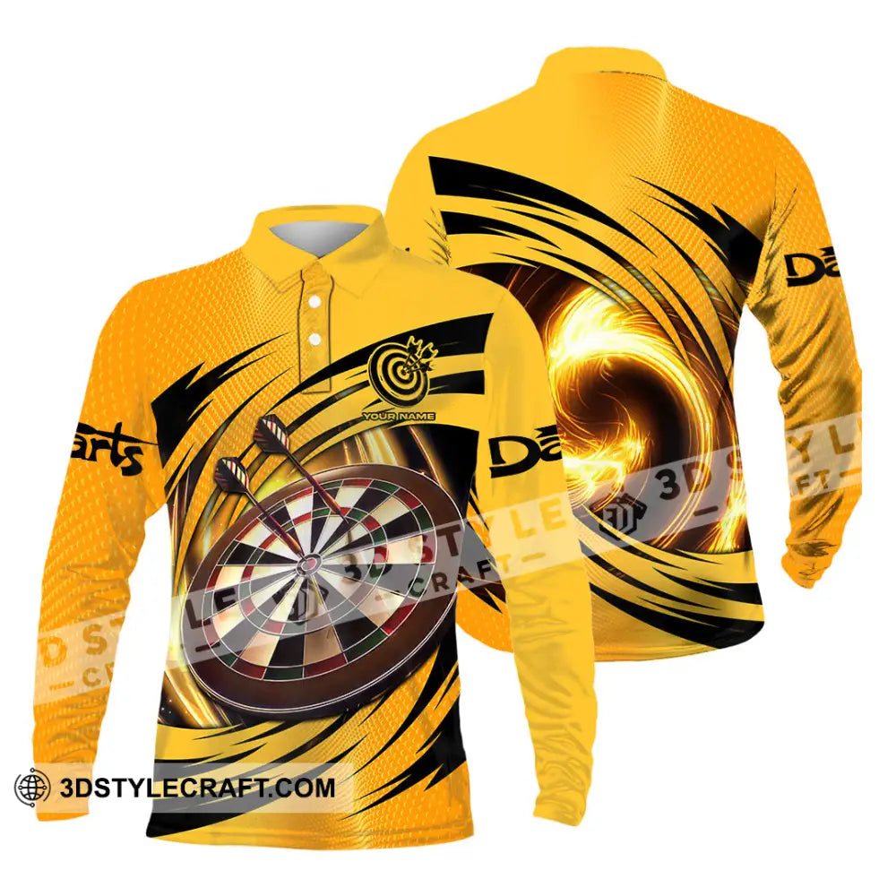 Unisex Shirt - Custom Text Golden Darts Sport Long Sleeve Polo / S T-Shirt