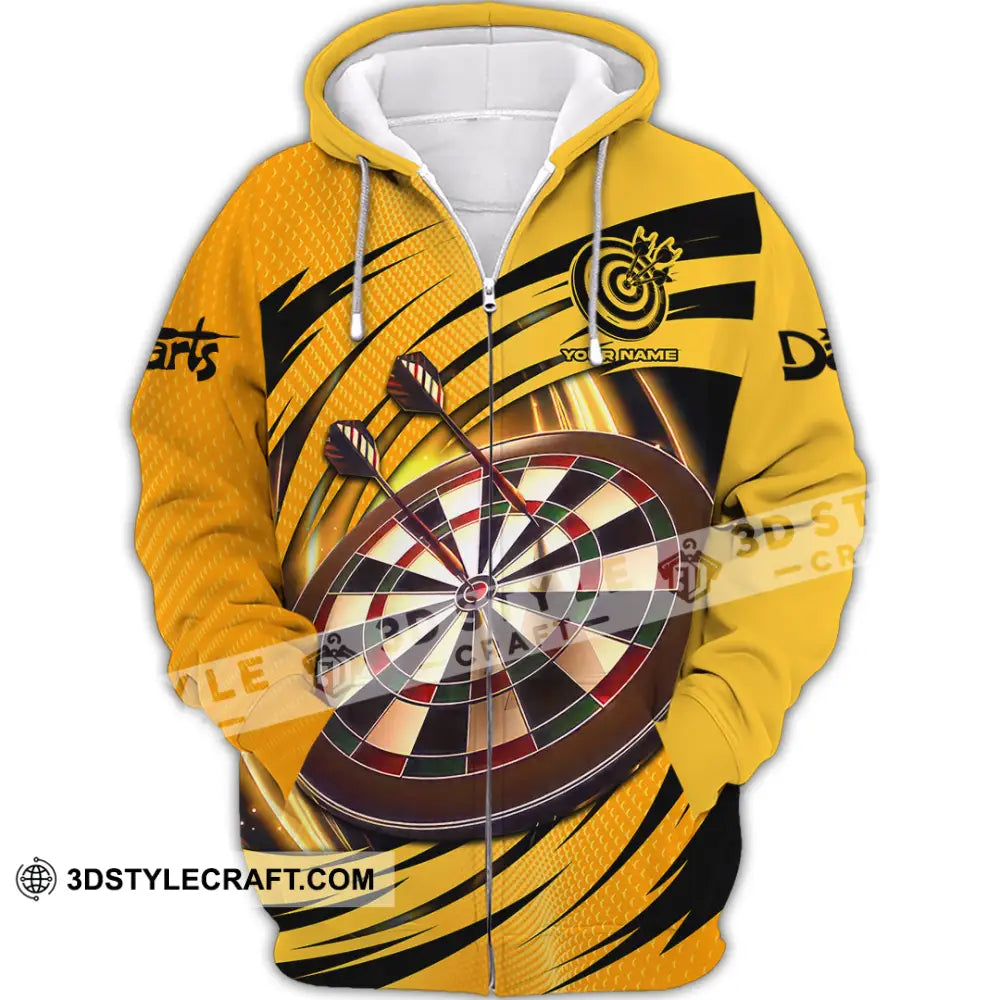 Unisex Shirt - Custom Text Golden Darts Sport Zipper Hoodie / S T-Shirt