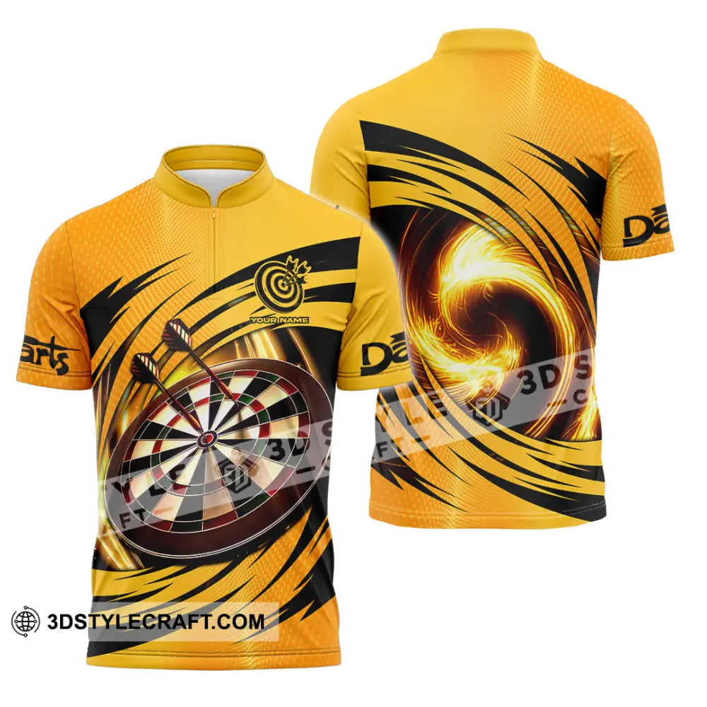 Unisex Shirt - Custom Text Golden Darts Sport Zipper Polo / S T-Shirt