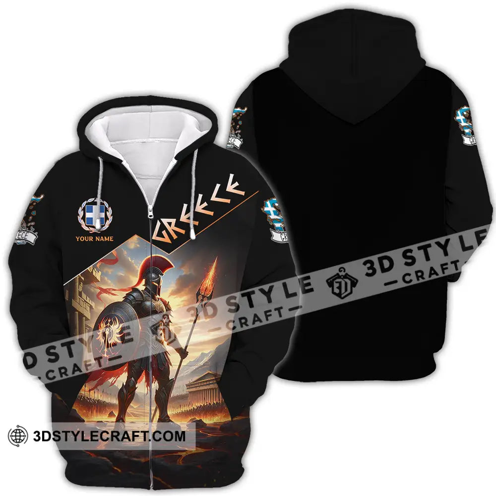 Unisex Shirt - Custom Text Greece Zipper Hoodie / S T-Shirt