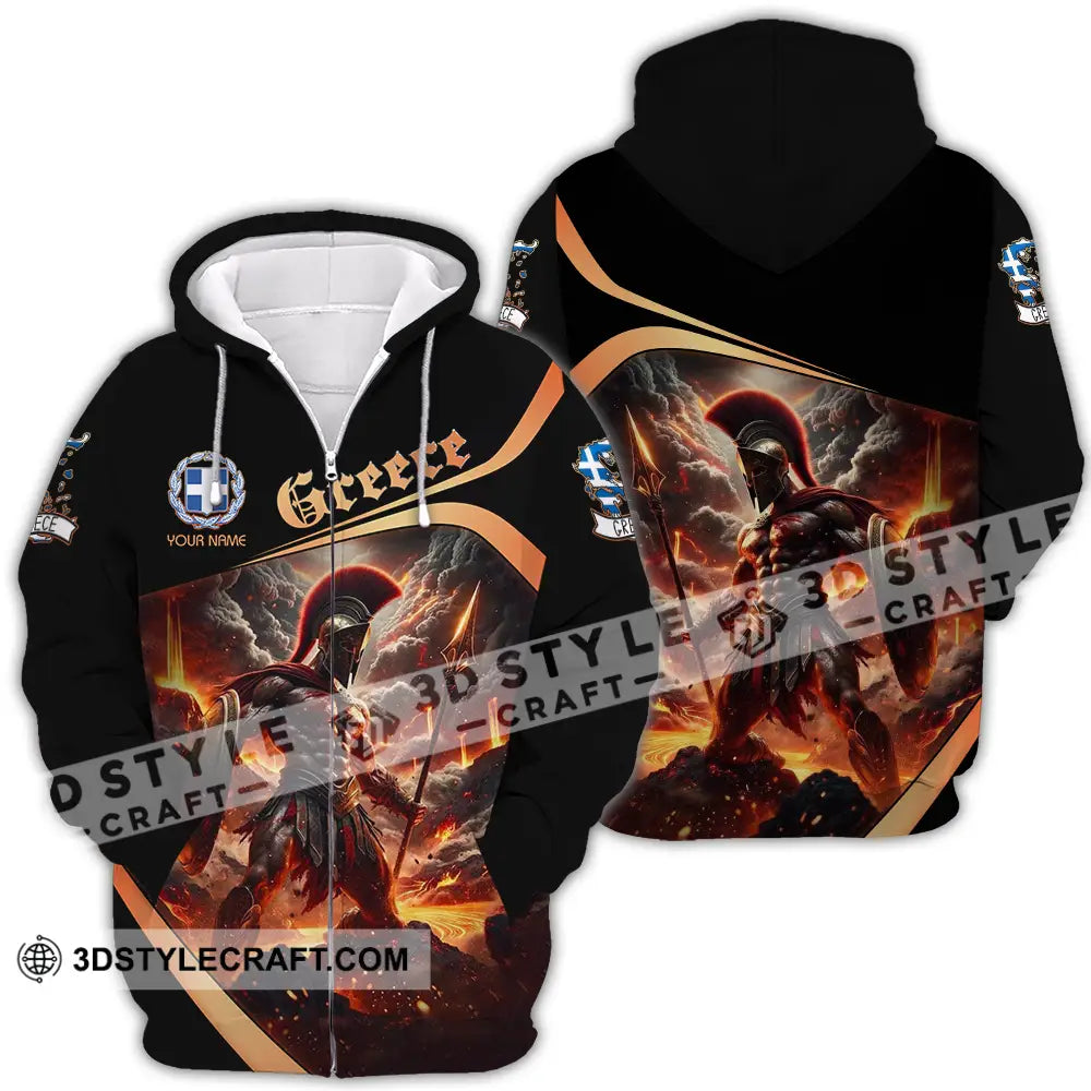 Unisex Shirt - Custom Text Greece Zipper Hoodie / S T-Shirt