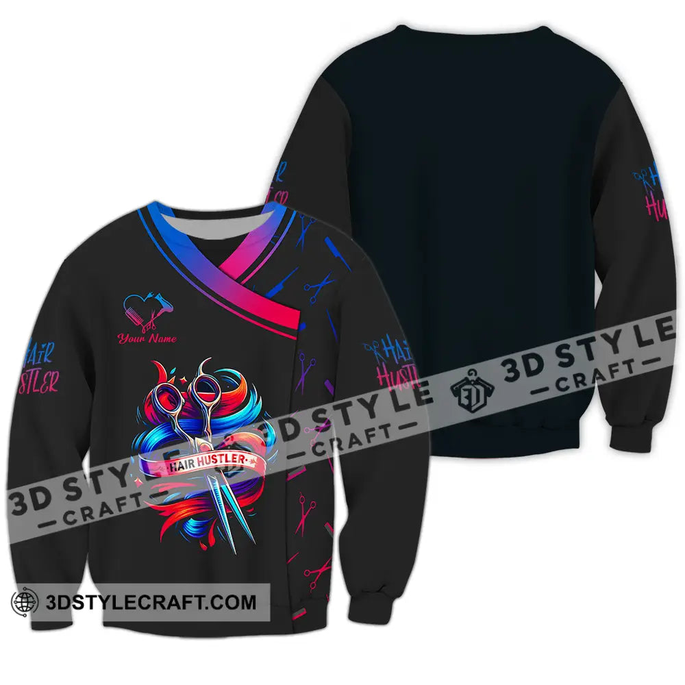 Unisex Shirt - Custom Text Hair Hustler Long Sleeve / S T-Shirt
