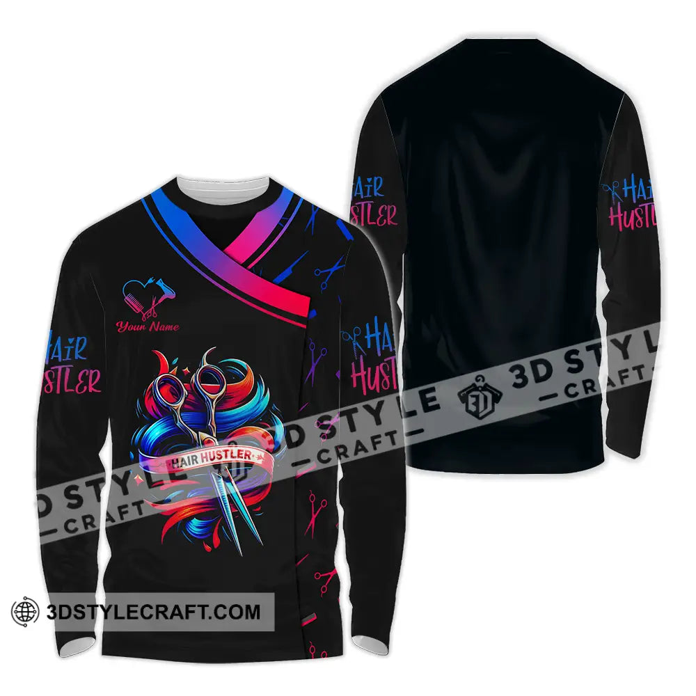 Unisex Shirt - Custom Text Hair Hustler Long Sleeve / S T-Shirt