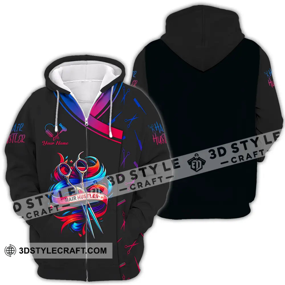 Unisex Shirt - Custom Text Hair Hustler Zipper Hoodie / S T-Shirt