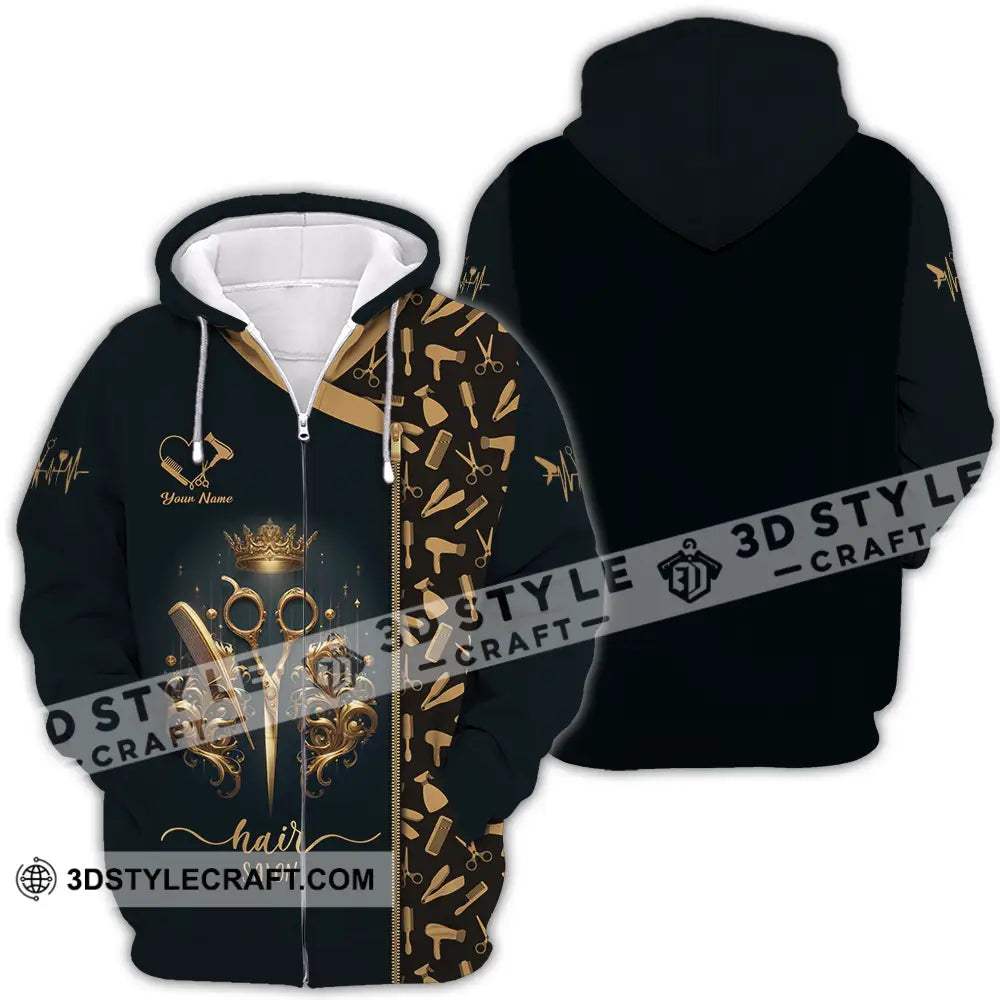 Unisex Shirt - Custom Text Hair Salon Zipper Hoodie / S T-Shirt