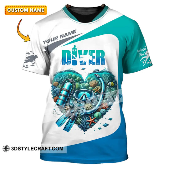 Unisex Shirt - Custom Text Shirt Heart Of Diver style option 1