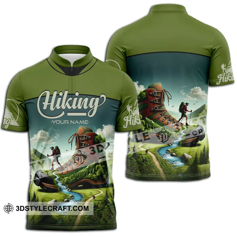 Unisex Shirt - Custom Text Shirt Hiking Shirt Zipper Polo Shirt / S T-shirt