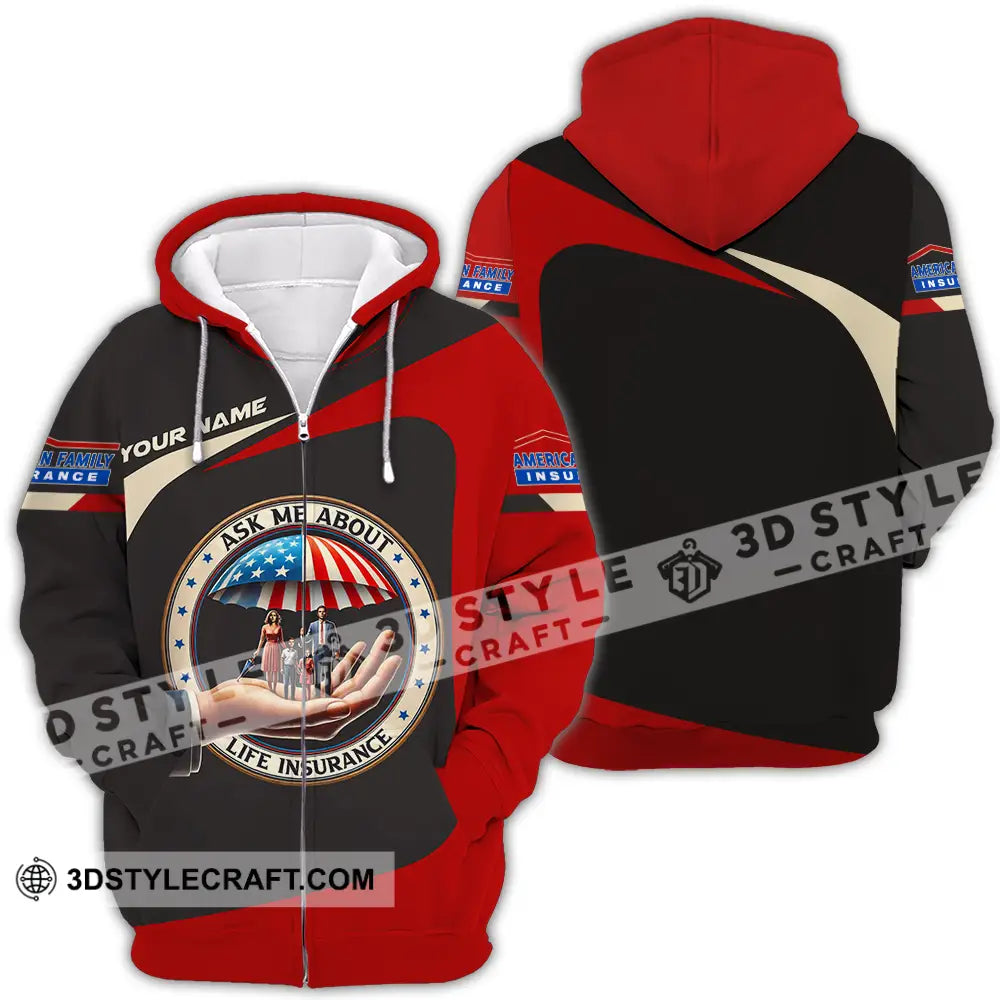 Unisex Shirt - Custom Text Insurance America Zipper Hoodie / S T-Shirt