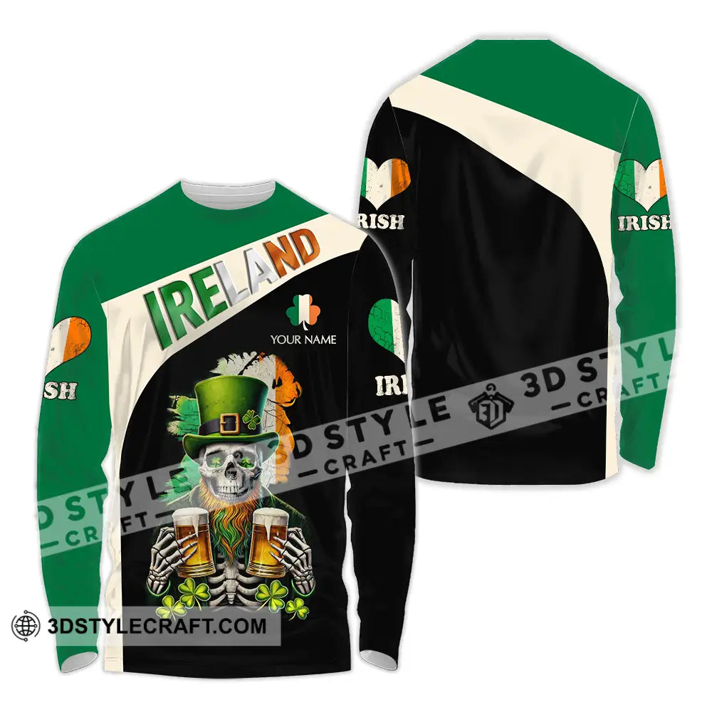 Unisex Shirt - Custom Text Ireland Long Sleeve / S T-Shirt