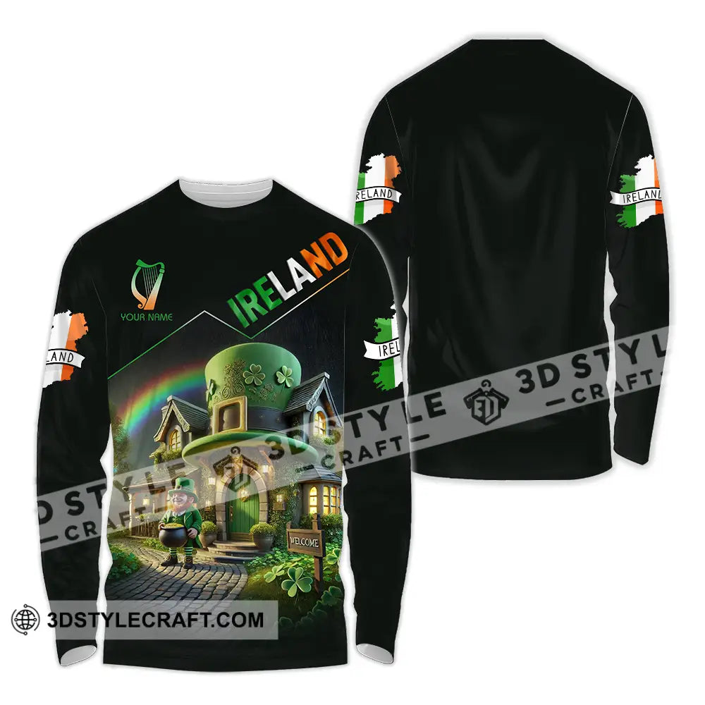 Unisex Shirt - Custom Text Ireland Long Sleeve / S T-Shirt