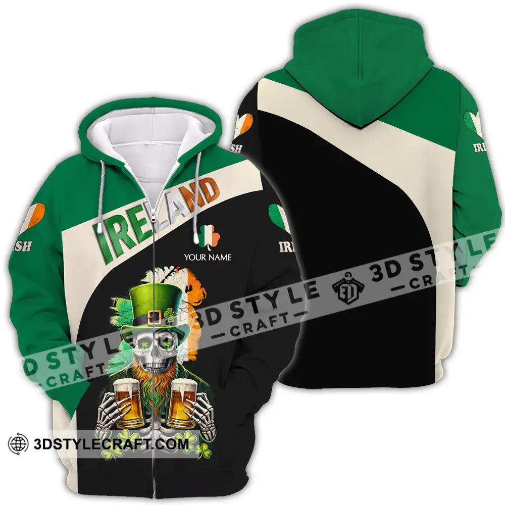 Unisex Shirt - Custom Text Ireland Zipper Hoodie / S T-Shirt