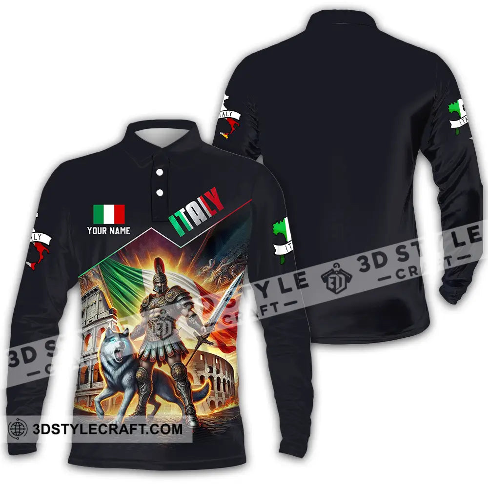 Unisex Shirt - Custom Text Shirt Italy Shirt Long Sleeve Polo / S T-shirt
