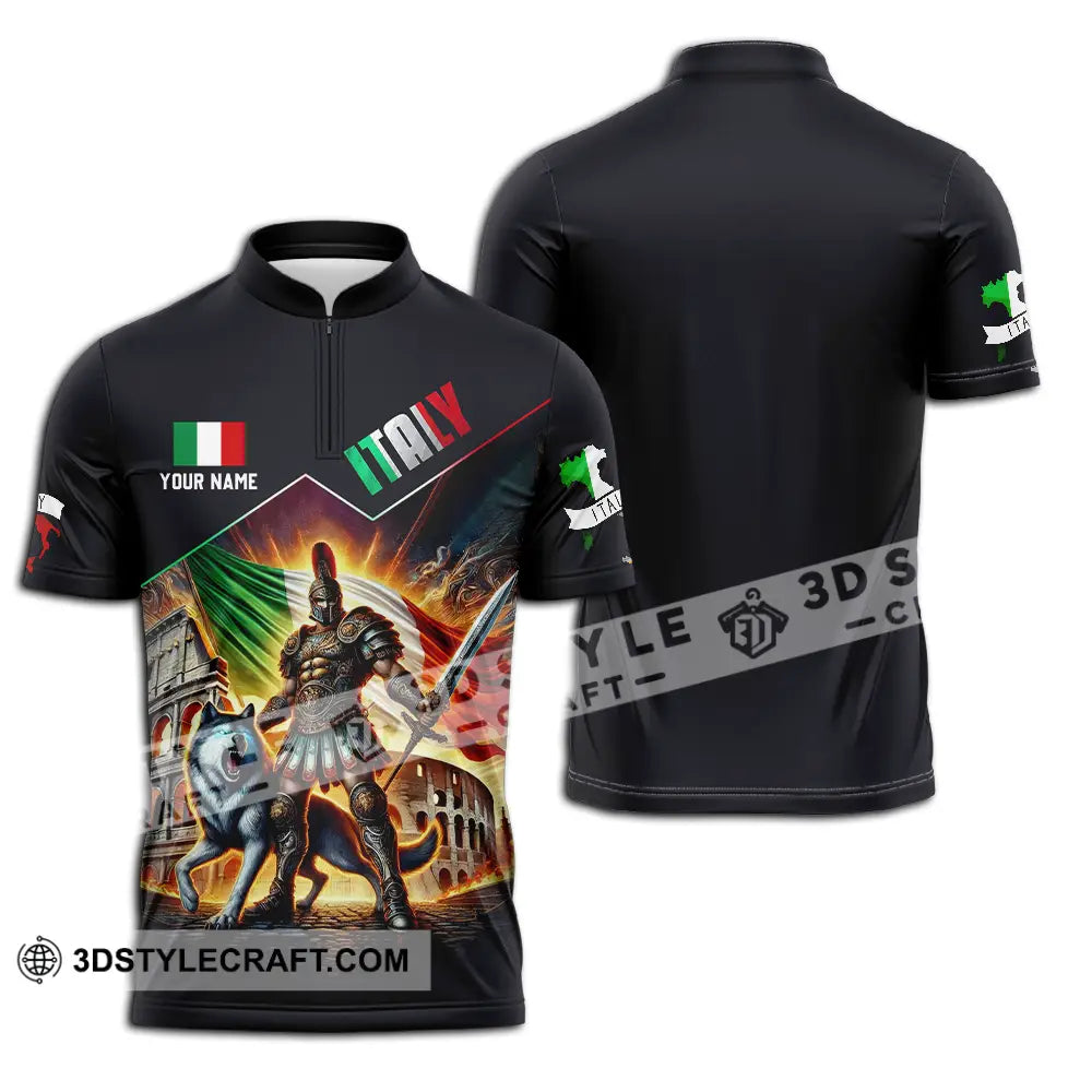 Unisex Shirt - Custom Text Shirt Italy Shirt Zipper Polo Shirt / S T-shirt